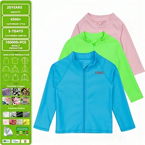 <span class=keywords><strong>Camiseta</strong></span> de Natación Personalizada para Niñas, Manga Larga, con Cierre, Secado Rápido, Transpirable, Ecológica, Protección Solar UPF50+ - Product Image 1