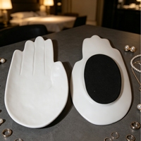 Plateau à bijoux en céramique personnalisé, coloré, en or blanc et argent, en forme de main irrégulière, pour bagues et bibelots, décoration d'intérieur multifonctionnelle