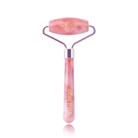 Rodillo Facial de Jade de Una Sola Cabeza y Masajeador Facial de Cuarzo Rosa de Alta Calidad en Oferta, Herramienta de Masaje para Ojos y Cuello con Mango de Resina Antienvejecimiento