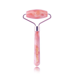 Rodillo Facial de Jade de Una Sola Cabeza y Masajeador Facial de Cuarzo Rosa de Alta Calidad en Oferta, Herramienta de Masaje para Ojos y Cuello con Mango de Resina Antienvejecimiento - Product Image 2