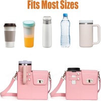 Sac de transport élégant et multifonctionnel en cuir PU de luxe pour femme, avec sangle, pour gobelet isotherme de 40 oz et bouteille d'eau