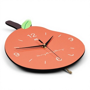 Creative Pear Dial Pendulum Wooden Wall <strong>Clock</strong> <strong>Large</strong> Silent Fruit Shape Wall <strong>Clock</strong> for Kids Room Nursery - Product Image 4