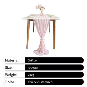Chemin de table rose en mousseline de soie personnalisé pour mariage et banquet, vente en gros - Product Image 2