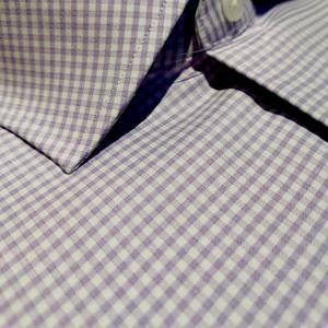 Camisa Formal para Hombre, 100% Algodón, Diseño Geométrico a Cuadros <span class=keywords><strong>Vichy</strong></span> Morado |   Camisetas de Verano Personalizables, Transpirables y Ecológicas - Product Image 4