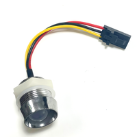Lumière indicatrice LED RGB 12 mm 5V pour moto, lentille diffuse F12, IP67, pré-câblée, encastrée, tête argentée, câble 24AWG, adressable