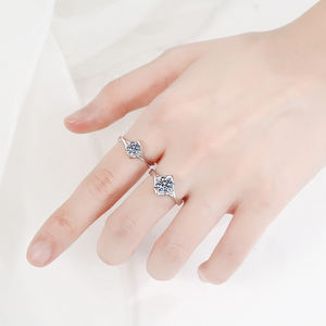 خاتم ألماس مويسانيتي فضي من الزوجين خاتم زواج بالخطبة قطع زمرد ملحق قابل للتعديل للشريك النشط للإناث - Product Image 5