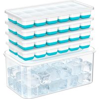 Bac à glaçons en silicone sans BPA personnalisé par Waker Manufacturer, lot de 4, avec bac de rangement pour congélateur, lot de 4, 48 cubes, bac à glaçons en silicone