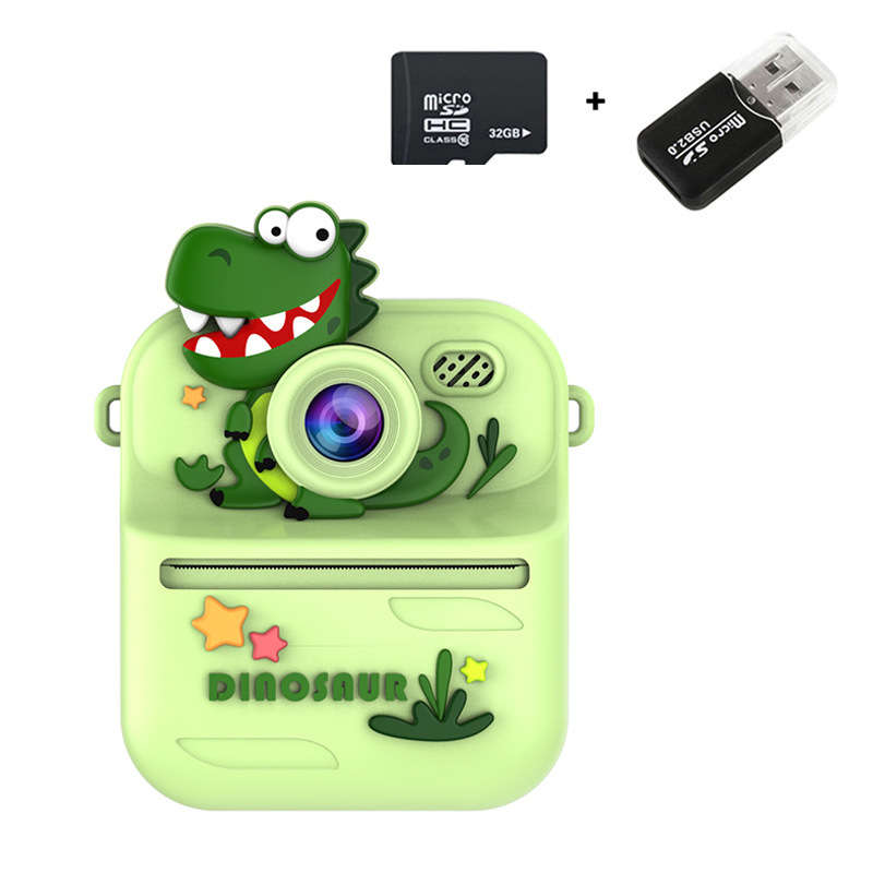 S1 Printer Camera - Green Dinosaur 32GB Memory Card USB Card Reader