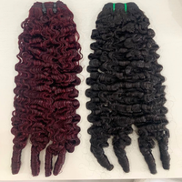 Lots de Cheveux Humains Bouclés Naturels Birmans avec Boucles Spirales, Cheveux Vierges Non Traités 12A, Boucles Pixie, 3 Lots à Double Trame