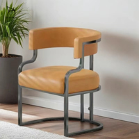 Chaise de salle à manger en cuir de luxe léger, pieds en métal de haute qualité, stable et antidérapante pour la maison et le salon