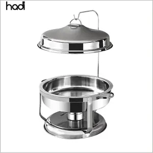 HADI Stainless Steel round Chafing Dish with Fancy Hanging Hook Buffet Stove Divider and Food warmer for Hotel Catering Buffet