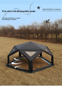 Tente de <span class=keywords><strong>camping</strong></span> gonflable en forme d'étoile à 5 branches, diamètre 6 m, revêtement noir, coton TC, tube à air, tente familiale pour le glamping en plein air - Product Image 4