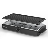 Raclette électrique sans fumée ANDONG, double, antiadhésive, 8 poêles, pour intérieur, barbecue, grill de fête, avec panneau de commande numérique