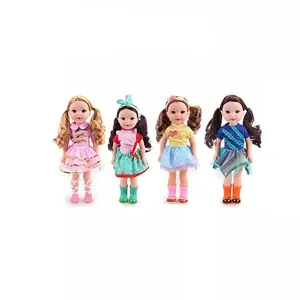 4 Stuks Zachte Siliconen Plastic 15 "Inch Amerikaanse Meisje Pop Speelgoed Met Jurk Kleding Voor Kinderen Cadeau