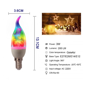 Ampoules LED à <span class=keywords><strong>effet</strong></span> de <span class=keywords><strong>flamme</strong></span> E14 E12 <span class=keywords><strong>E27</strong></span>, éclairage créatif à <span class=keywords><strong>effet</strong></span> de feu simulé, ampoules à <span class=keywords><strong>effet</strong></span> de <span class=keywords><strong>flamme</strong></span> vacillante pour la décoration, fête en plein air - Product Image 3