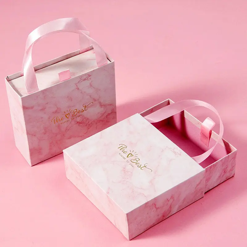 Holiday custom gift box marbling design hand drawer boxes wedding gift box wholesale