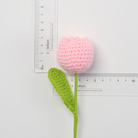 Bunga Tulip Rajut Tangan dari Benang, Tulip Buatan dengan Batang untuk Buket, Dekorasi Rumah, Hadiah Pernikahan, Stok Tersedia di Cina