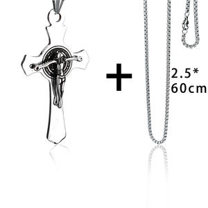 Pendentif Croix en Acier Titane Jésus-<span class=keywords><strong>Christ</strong></span>, Lettrage Huilé Biblique, Collier Gothique en Acier Inoxydable pour Homme, Vente en Gros - Product Image 3