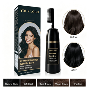 Crème colorante permanente pour cheveux gris longue durée avec pinceau applicateur, prix d'usine, qualité professionnelle - Product Image 1