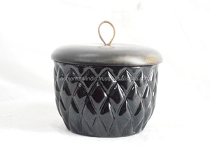 Best Quality Hammered <b>Storage</b> Container <b>Black</b> Lid Golden Top with Knob Metal Food <b>Storage</b> Canister <b>for</b> Home and Kitchenware - Product Image 6