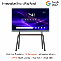 Tableau blanc interactif intelligent 65/75/86/98 pouces, panneau LED 4K, écran tout-en-un 50 points tactiles, caméra 96MP, système d'exploitation Android/Windows, conférence