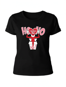 เสื้อยืดคอกลมพิมพ์ลายวันวาเลนไทน์สำหรับผู้หญิง ทรงปกติ แขนสั้น ผ้าฝ้ายเจอร์ซีย์ 100% ซักเครื่องได้ - Product Image 1