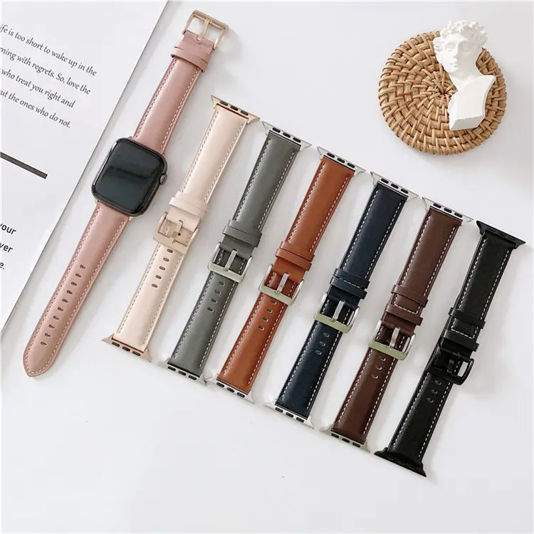 Yüksek kaliteli deri Apple Watch band için Apple Watch için 7 6 5 SE 3 41mm 45mm 42mm 44mm kayış akıllı saatler bilezik iWatch serisi