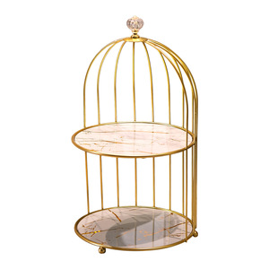 Support de rangement double couche pour cosmétiques, organisateur de maquillage de bureau, base en marbre doré - Product Image 5