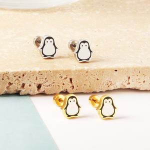 Pendientes de Moda para Mujer 2022, Acero Inoxidable, Chapado en Oro de 18K, Cangrejos, Pingüinos, Delfines, Pendientes Bonitos para Niños - Product Image 3