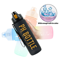 Bouteille d'eau motivante de 32 oz (1 litre, 1000 ml) avec marqueur de temps et étui en plastique – Idéale pour la gym, le fitness et le sport – Offre spéciale