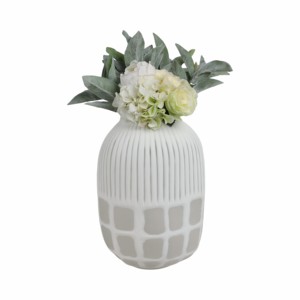 Vaso rotondo in vetro con texture a coste, vaso moderno per fiori, per soggiorno, camera da letto, ufficio, decorazioni per la casa - Product Image 2
