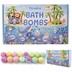 Ensemble de 15 bombes de bain effervescentes pour enfants, naturelles et biologiques, avec surprise à l'intérieur - Product Image 1