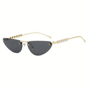 Custom Logo 2026 Fashion Luxury Rimless Pearl Legs Sun Glasses UV400 Triangle Cat Eye <b>Sunglasses</b> for Women - Product Image 6