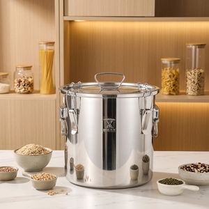 Contenitore <span class=keywords><strong>per</strong></span> Alimenti con Coperchio Ermetico <span class=keywords><strong>per</strong></span> Conservazione di Cereali, Farina e Riso, Grande Capacità, Robusto Barile in Metallo <span class=keywords><strong>per</strong></span> <span class=keywords><strong>Olio</strong></span> - Product Image 2