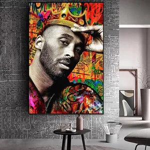 Graffiti Basketball Star Poster Bryant porte la couronne Art toile peinture noir Mamba Portrait Art mural salon décoration de la maison