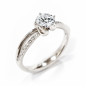Support de bague torsadé floral en or blanc massif 18 carats, serti de diamants naturels ronds sur les côtés, personnalisable - Product Image 4