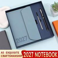 Agenda quotidien 2027 en anglais, carnet de gestion du temps 365 jours, couverture en PU avec reliure cousue, journal scolaire, professionnel, cadeau, agenda