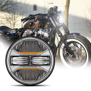 ハーレー ダイナ ソフテイル スポーツスター ナイトスター 48 アイアン883 1200 ワイドグライド ローライダー ナイト 対応 5.75インチ 丸型 LED ヘッドライト - Product Image 2