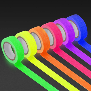 Papier et <span class=keywords><strong>film</strong></span> adhésif lumineux noir néon Fluorescent UV <span class=keywords><strong>Blacklight</strong></span> Glow in The Dark Cloth Tape Super Bright for UV Party - Product Image 1