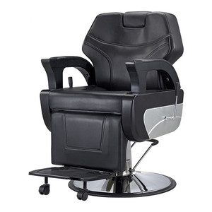 Sillas de peluquero reclinables para hombre <span class=keywords><strong>VIP</strong></span> cromadas y negras de alta calidad con bomba de metal resistente: opciones personalizadas disponibles - Product Image 4