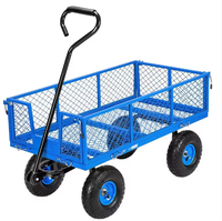 Chariot Pliant Robuste en Acier avec Côtés en Maille, 4 Roues, Chariot de Jardin Pratique, Diable d'Extérieur, Chariot Pliable