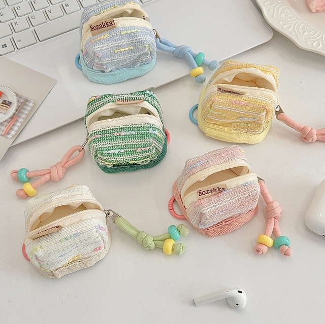 Custom Logo Portable Earphone Case Zipper Geometric Pattern Small Pouch Mini Lipstick Storage Bag Multipurpose Coin Purse