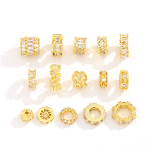 Perles d'espacement en zircon plaqué or NANTONG, formes variées, pour la fabrication de bracelets, accessoires de bijoux DIY - Product Image 5