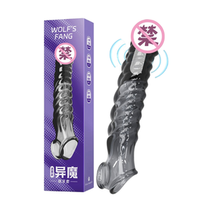 Wiederverwendbares Sexy Silikon Kristall-Kondom mit Noppen für Männer, vibrierend und waschbar - Product Image 2