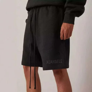 Shorts décontractés pour hommes en coton mélangé avec logo 3D en silicone haute densité, taille à cordon de serrage, respirants, pour l'été - Product Image 3