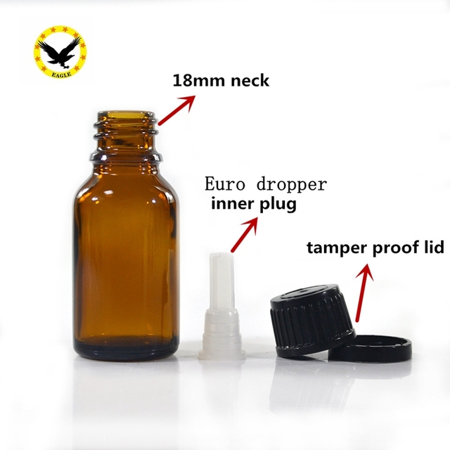 5ml 10ml 15ml 30ml 50ml Clear Blue Brown Glass Essential Oil Bottles Amber Bottle With EURO Orifice Reducer for Eye Drop