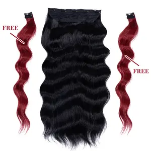 Long Straight Heat Resistant Double Drawn Synthetic Clip In Hairpieces With 7Pcs/Set 160grams Synthetic Hair Extension Clip In