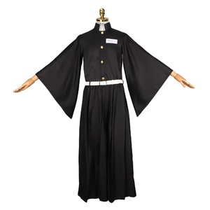 Costume <span class=keywords><strong>Cosplay</strong></span> Stile Samurai <span class=keywords><strong>Anime</strong></span> Giapponese, Veste Nera a Maniche Larghe con Stampa Bianca sul Retro e Cintura Bianca per Halloween e Giochi di Ruolo - Product Image 1