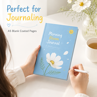 Anpassbares Morning Bloom A5 Blanko-Notizbuch mit Beschichtetem Papier, Hardcover, Gefalteter Broschürenbindung, Abgerundeten Ecken, 100 Blatt, Täglich