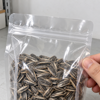Sachet à fond plat transparent refermable avec fermeture éclair et encoche de déchirement pour l'emballage de dattes, graines de tournesol, cacahuètes et bonbons